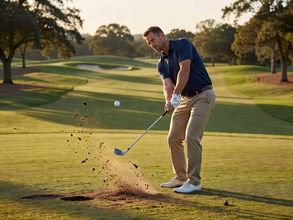 Golfer working on iron approach shots